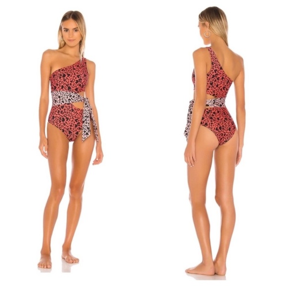 New! Beach Riot Rae leopard cutout side tie one piece swimsuit 24387 - Picture 3 of 12